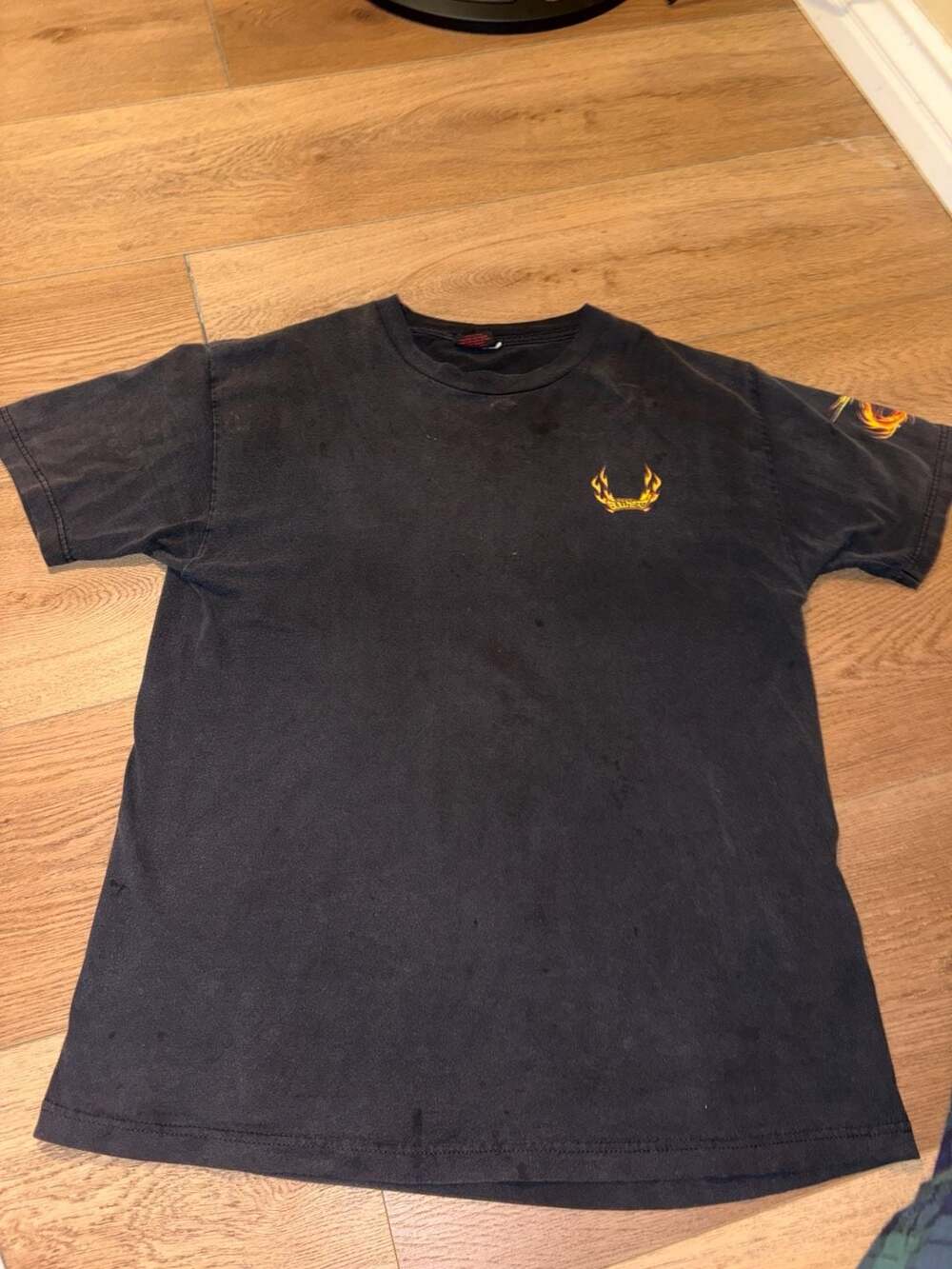 Vintage Bullhead Flaming Skull Dragon Graphic T-Shirt